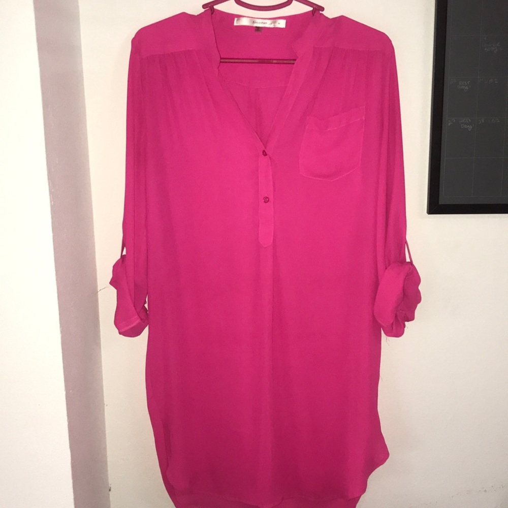 Magenta shirt dress